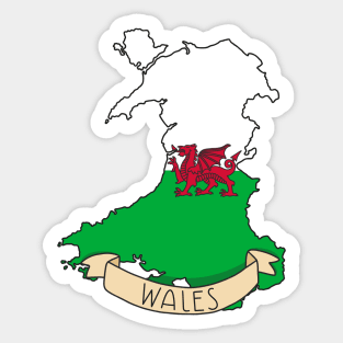 Wales Flag Map Sticker